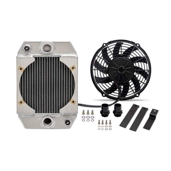 Mishimoto Universal Aluminum Radiator Threaded 16AN Inlet/Outlet Natural Finish With Magnetic Drain Plug P/N MMRAD-UNI-DRGN