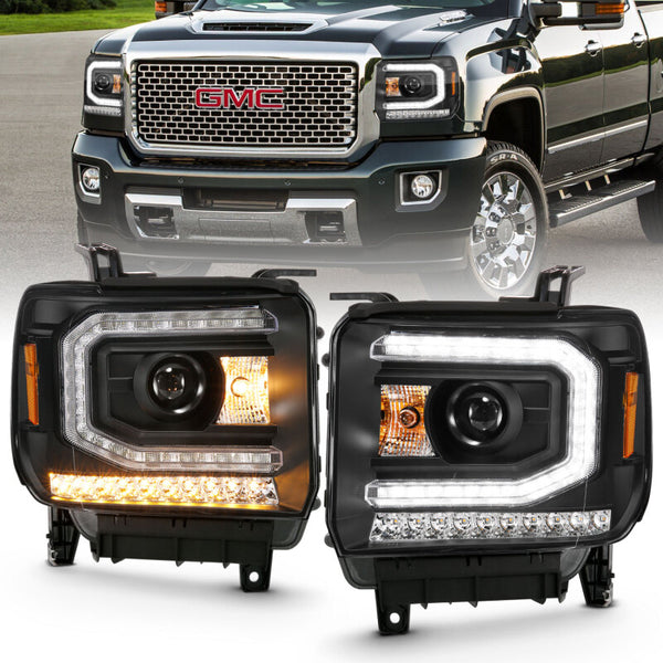 ANZO Projector Headlights (Black) w/ Sequential Amber Signal for 20162019 GMC Sierra 1500