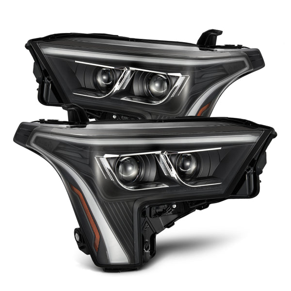AlphaRex LUXX-Series Black Headlights w/ Amber DRL for 2022-2023 Toyota Tundra