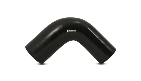 Vibrant 4 Ply Reinforced Silicone 90 degree Transition Elbow - 2.5in I.D. x 3in I.D. (BLACK)