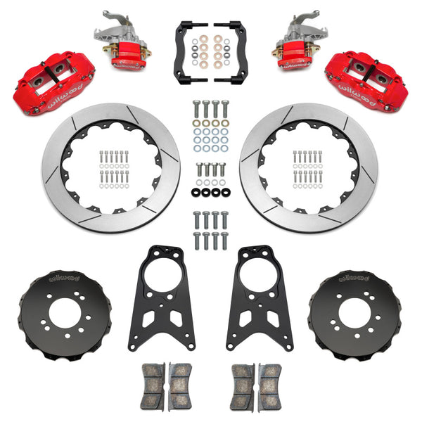 Wilwood 89-98 Nissan 240SX FNSL4R/MC4 Rear Parking BBK w/ 13.50in Slotted Rotors - Red