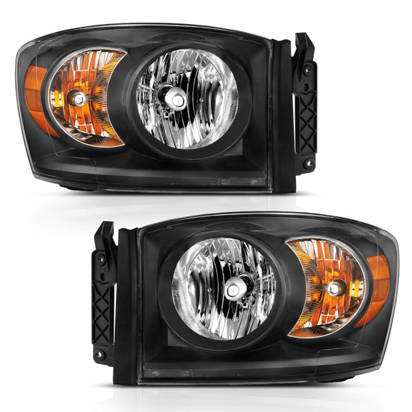 ANZO Crystal Headlights Black/Amber for Dodge Ram 1500 (20062009)