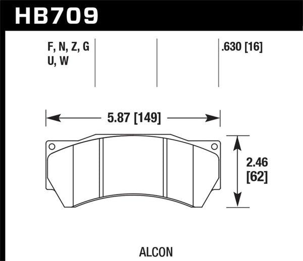 Hawk Performance Alcon Mono 6 HPS Street Brake Pads - Model 4497