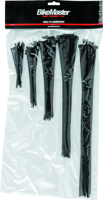 BikeMaster Black Assorted Cable Ties Pack of 100 (UL-Listed)
