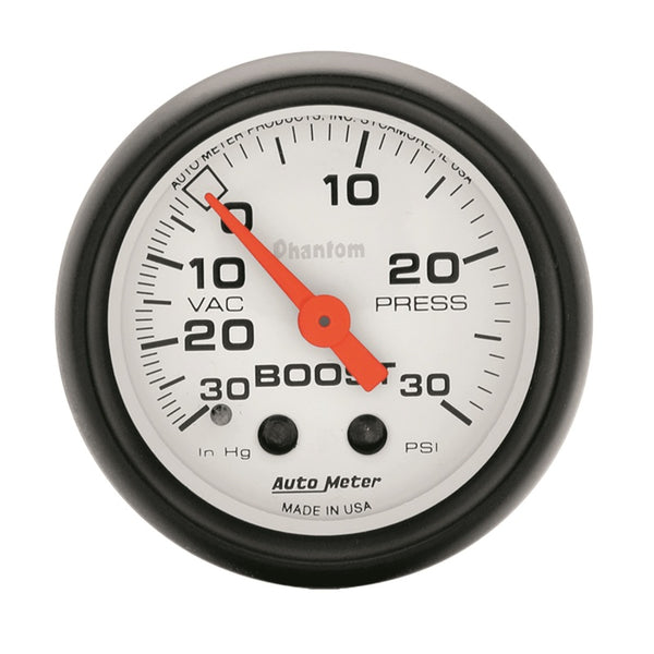 AutoMeter Phantom 52mm Mechanical Boost Gauge (030 PSI)