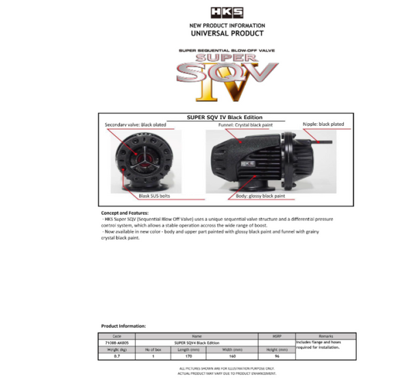 HKS Super SQV4 Black Edition Universal Blow Off Valve
