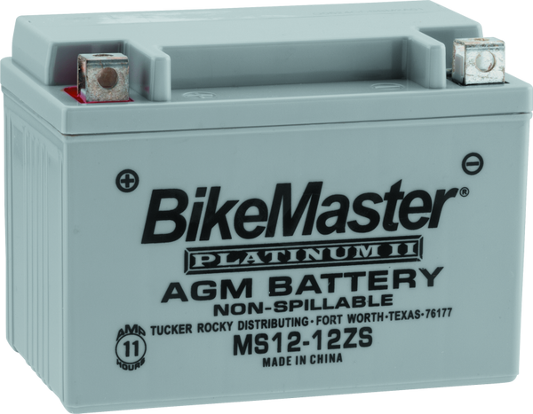 BikeMaster AGM Motorcycle Battery MS12-12ZS Maintenance-Free Non-Spillable
