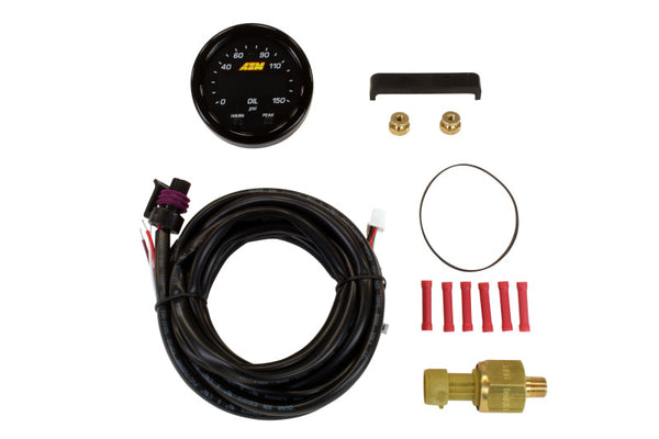 AEM X-Series Oil Pressure Gauge Kit 0150 PSI Digital Display with Sensor (30-0307)