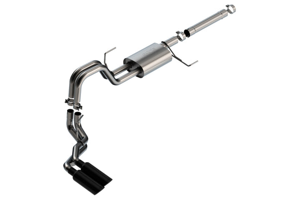 Borla Cat-Back Exhaust System for 21-22 Ford F-150 PowerBoost 3.5L V6, 2WD & 4WD - S-Type Black Chrome Tips