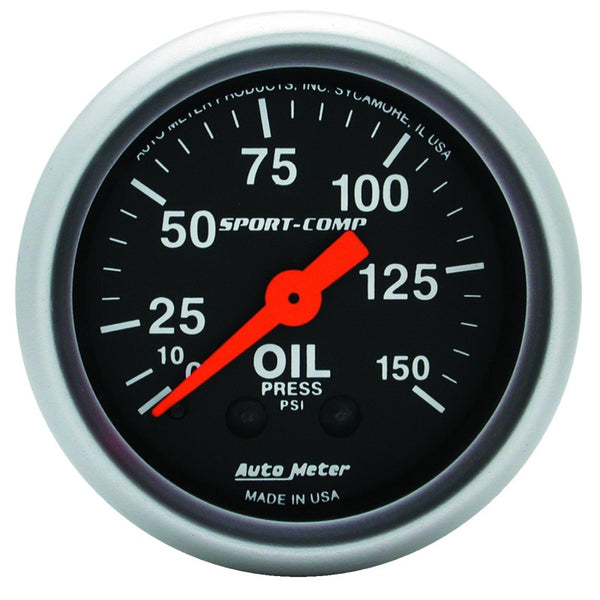 AutoMeter Sport-Comp 52mm Mechanical Oil Pressure Gauge (0150 PSI)