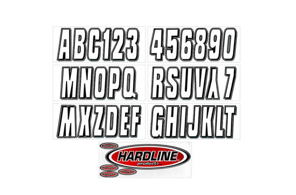 Hardline 3 in. Boat Lettering Registration Kit - Silver/Black