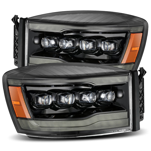 AlphaRex NOVA Series LED Projector Headlights Black w/ Sequential Signals - Dodge Ram 1500HD 2006-2008