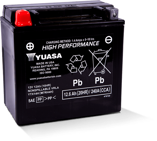 Yuasa YTX14AH Maintenance Free AGM 12-Volt Battery