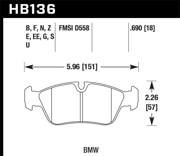 Hawk Performance Race Front Brake Pads for BMW 318i/325i/Z3 Series