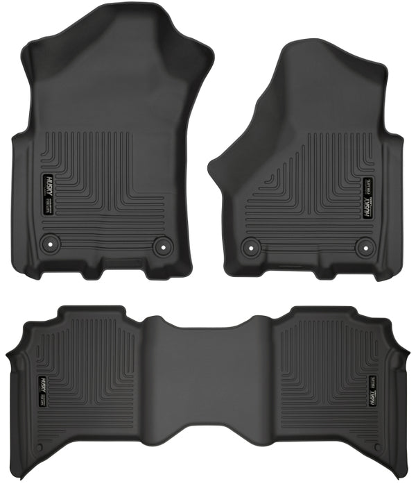 Husky Liners Weatherbeater Floor Liners for 2019-2021 Ram 2500/3500 Crew Cab - Front & 2nd Seat - Black