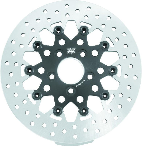 Twin Power 84-17 Big Twin Exc 08-17 FLH FLT Rear 11.5 Floating Rotor Black Mesh