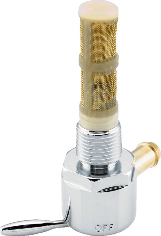 Bikers Choice Chrome Round Petcock 3/8 NPT Right Outlet for 1957-1974 Harley-Davidson XL & FX Super Glide