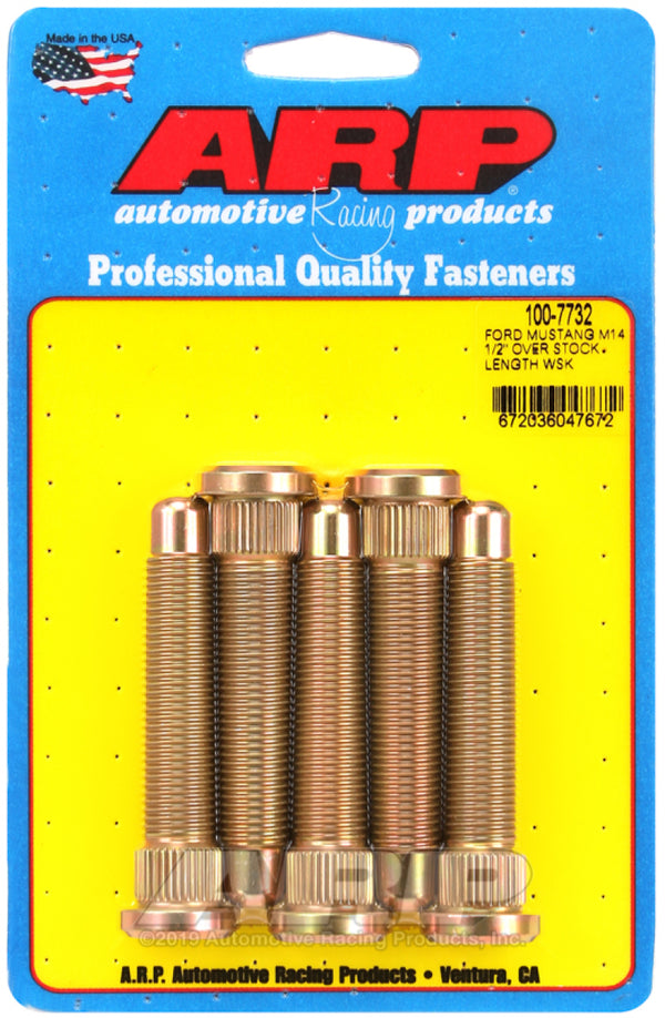 ARP Wheel Stud Kit M14 for 2015+ Ford Mustang GT 1/2in Over Stock Length