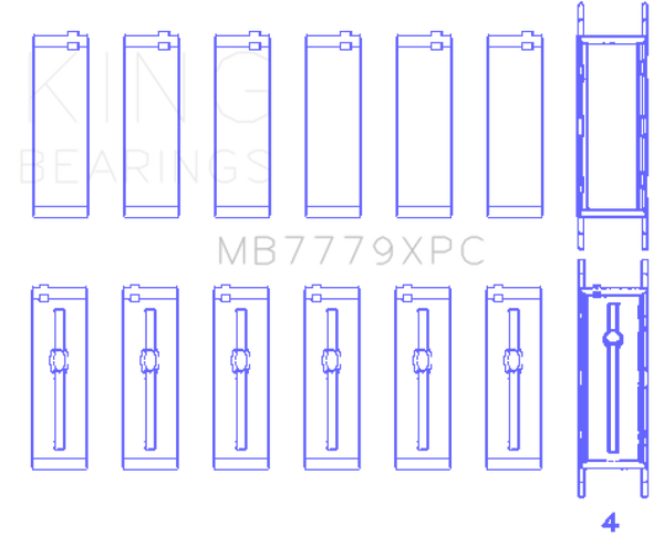 King Engine Bearings BMW B58B30A Coated Performance Main Bearing Set - Size STDX