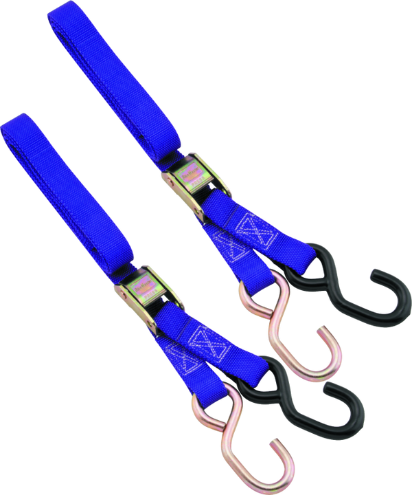 BikeMaster 1-Inch Purple Tie-Down Straps Double-Stitched Nylon Webbing