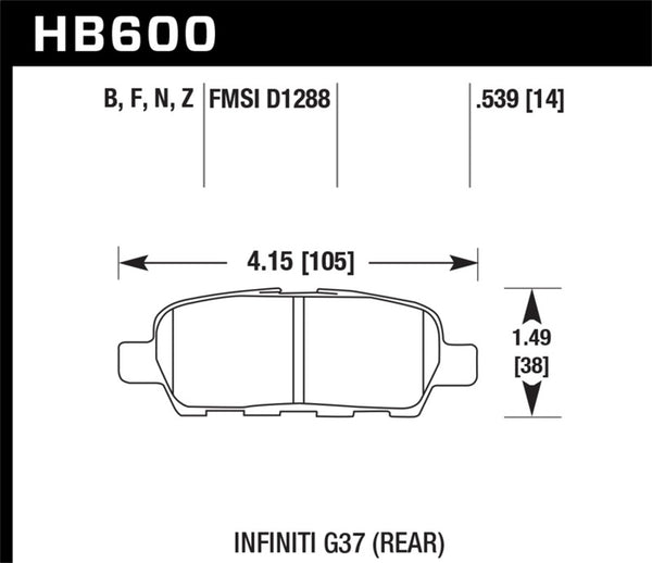 Hawk HPS Performance Brake Pads for Infiniti G35/G37, Nissan Rogue, Sentra SE-R