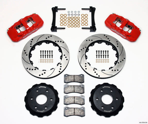 Wilwood AERO6 Front Truck Kit 14.25in Drill Red 1999-2014 GM Truck/SUV 1500
