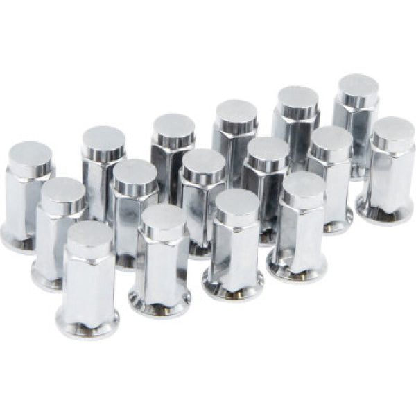 Raceline Hex/Flat Lug Nuts - 12mm x 1.25/17mm - 16 Pack - Chrome