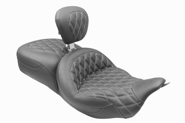 Mustang 08-25 Harley FL Touring Rd King Sp, Rd Glide Ltd, Dble Diamond ST Backrest - Black/GM