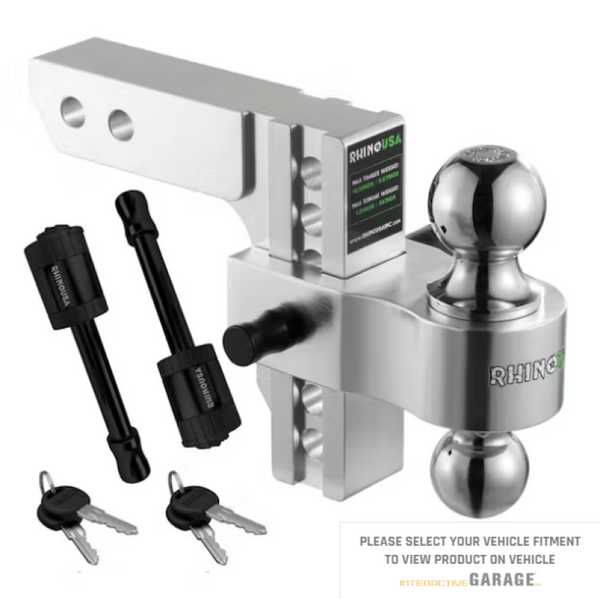 Rhino USA 8In Heavy Duty Drop Hitch - 2.5In (Silver)