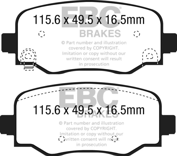 EBC Greenstuff Rear Brake Pads for 2015-2016 Fiat 500X 1.4 Turbo