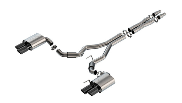 Borla ATAK Catback Exhaust for 2024 Ford Mustang GT 5.0L V8 - Black Chrome Quad Tips