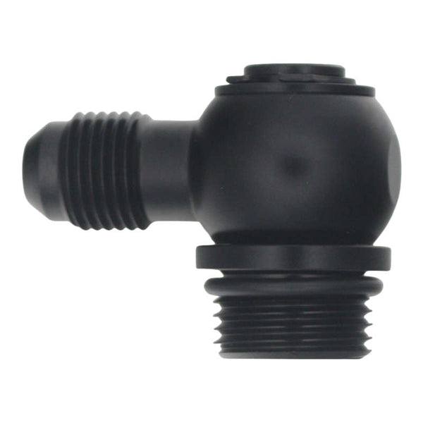DeatschWerks 8AN ORB to 6AN Male Flare 90-Degree Swivel Fitting - Matte Black