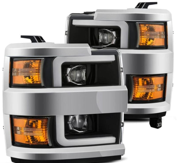 AlphaRex LUXX-Series Projector Headlights w/ Active Sequential Signals (Black) for 20152019 Chevy Silverado 2500/3500