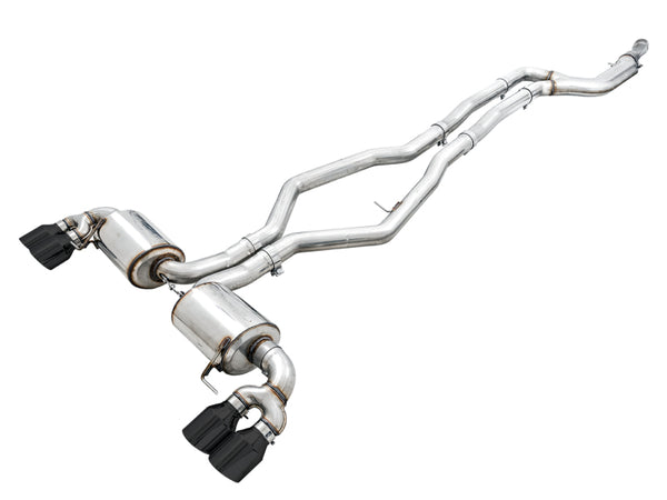 AWE Tuning Touring Edition Catback Exhaust (Non-Resonated) for 2019+ BMW M340i G20 - Quad Diamond Black Tips