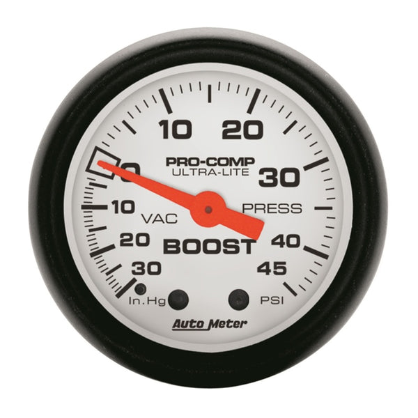 AutoMeter Phantom 52mm Mechanical Vacuum/Boost Gauge 30 inHg / 45 PSI