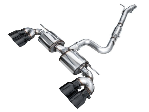 AWE Touring Edition 3in Quad Catback Exhaust for VW Golf R - Diamond Black Tips