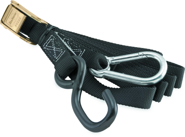 BikeMaster Tiedown Carabiner Softhook - Black - Double-Stitched Nylon Webbing