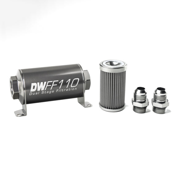 DeatschWerks 10AN Stainless Steel 100 Micron Inline Fuel Filter Housing Kit - 110mm
