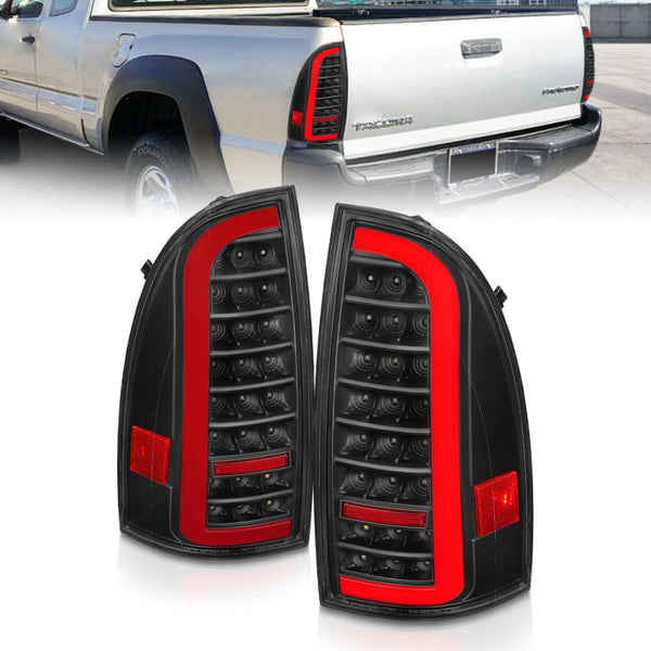 ANZO Full LED Tail Lights for 20052015 Toyota Tacoma - Black Housing, Clear Lens, Sequential Light Bar