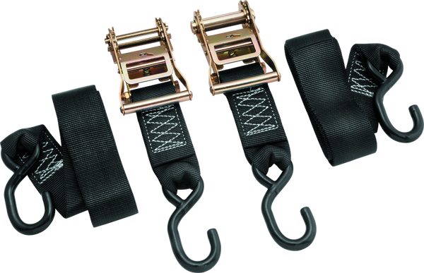 BikeMaster 2 x 84in Ratchet Tie-Down Straps (Pair) - Black