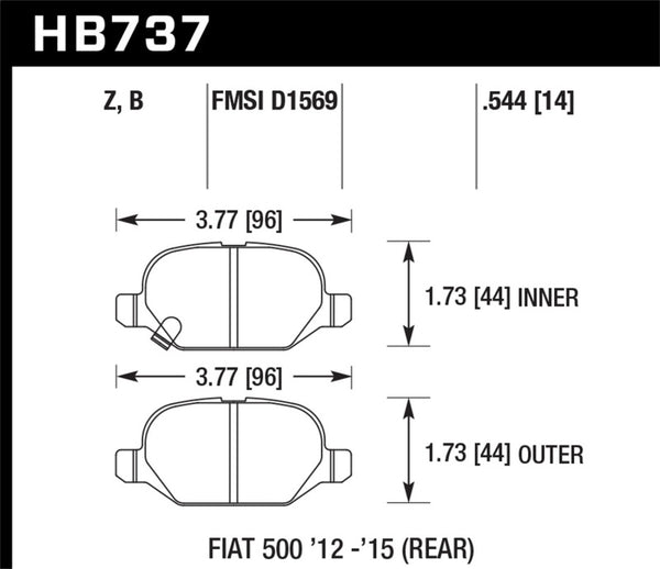 Hawk Performance HPS Brake Pads for 2012-2015 Fiat 500 Abarth
