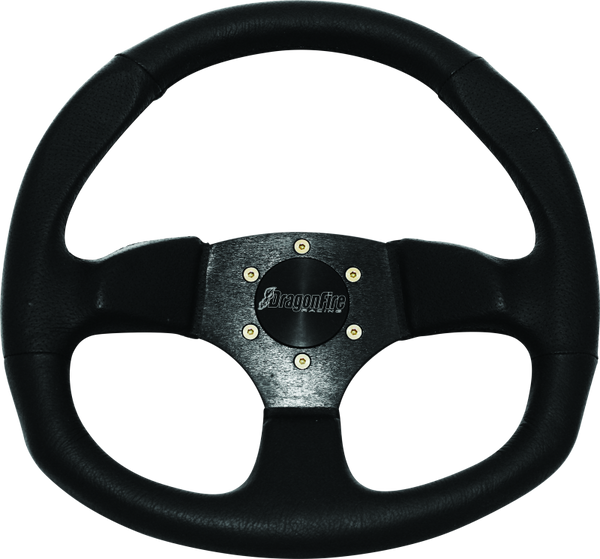 DragonFire Racing D-Shaped Steering Wheel - Vinyl - Black - 0in Offset