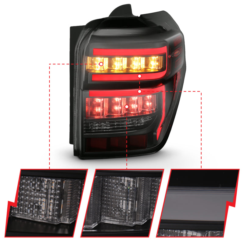 Anzo Tail Lights - 14-20 Toyota 4Runner Black Housing Smoke Lens