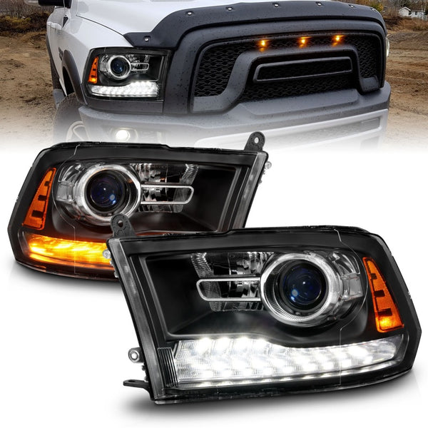ANZO LED Plank Style Headlights Matte Black for 20092018 Dodge Ram 1500/2500/3500