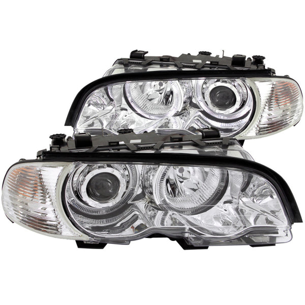 ANZO Projector Headlights w/ Halo - Chrome - BMW 3 Series E46 (2000-2003)