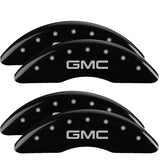 MGP 4 Caliper Covers Engraved Front & Rear GMC Black finish silver ch