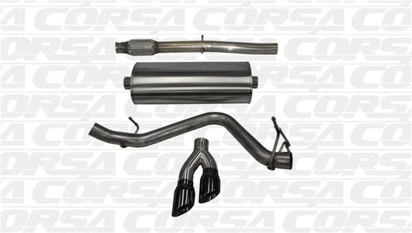 CORSA Performance Catback Exhaust for 14-19 GMC Sierra/Chevy Silverado 1500 Crew Cab 5.3L V8 - Black Sport Single Side