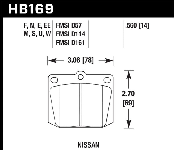 Hawk Performance Blue 9012 Front Race Pads for Nissan 810/240Z/260Z/280Z/620 & Toyota Corona/Cressida/Crown/Pickup