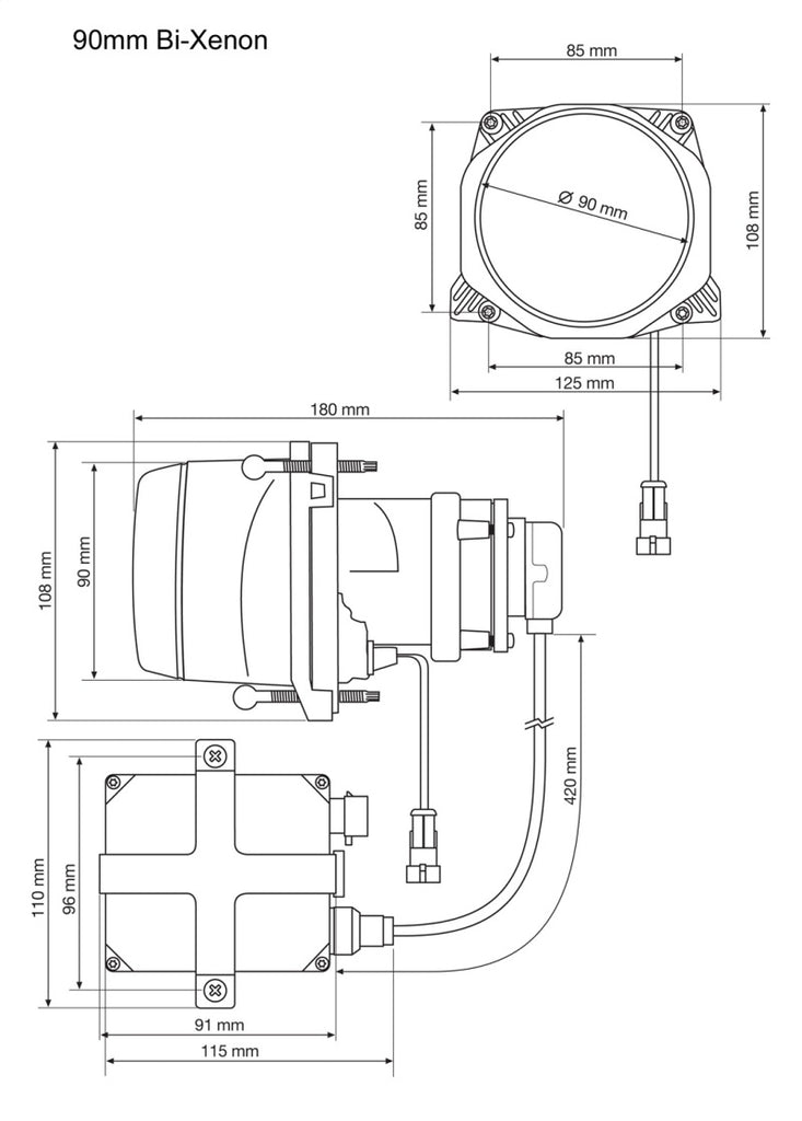 Hella 90MM Bi-Xenon High/Low Beam Module Head Lamp