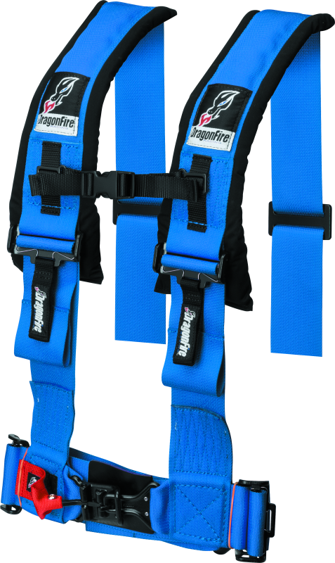 DragonFire Racing 4-Point H-Style Harness with 3in Buckle - Blue